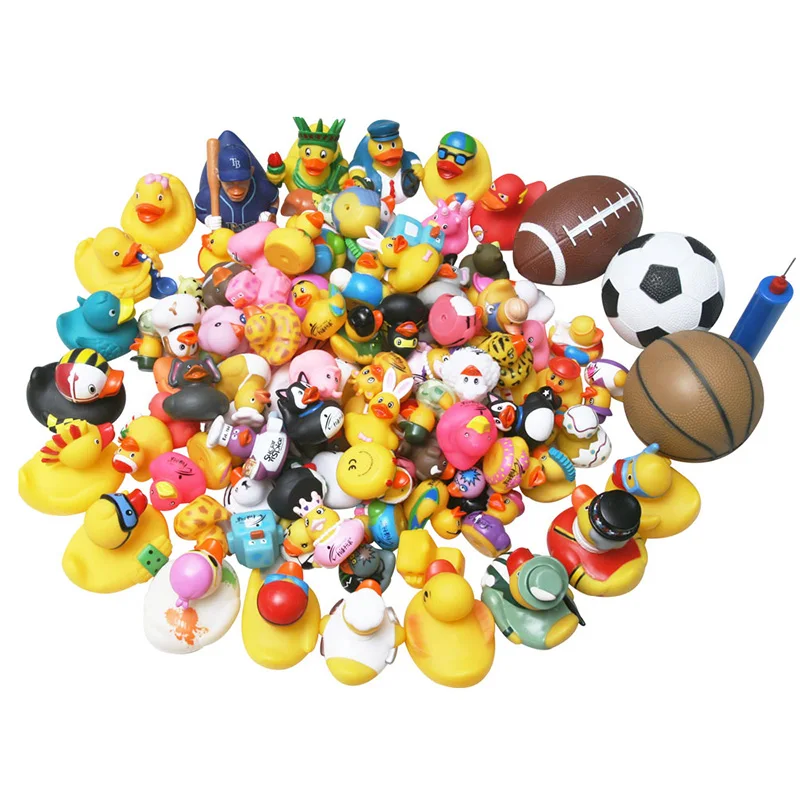 20pcs/50pcs Multi styles Rubber Ducks Bath Toy Baby Shower Water toys Pure Natural Cute Rubber Ducky for Baby Kinder Toys