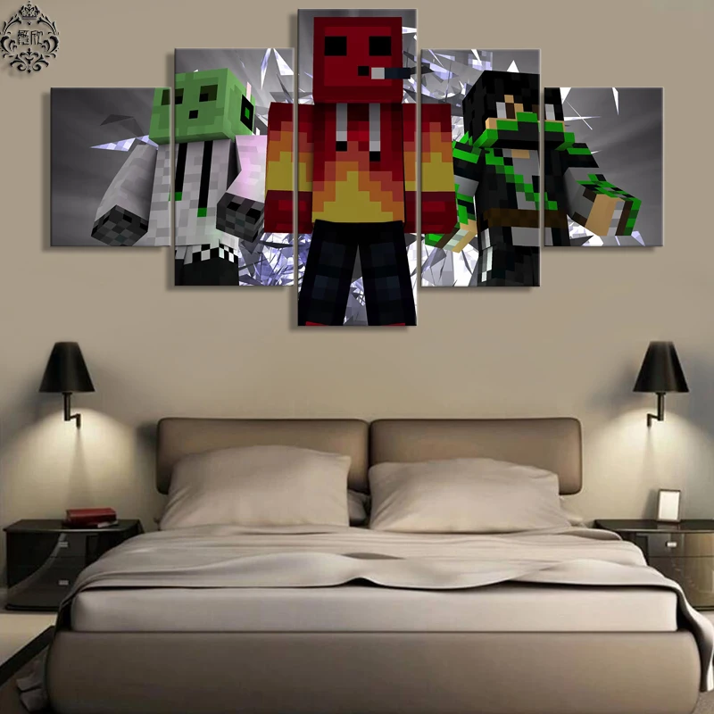 

5 Panel Game Poster Canvas Painting Minecraft Modern Wall Art Canvas Printed Pictures Home Decor For Living Room Artwork Cuadros