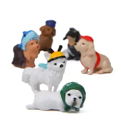6 шт./компл. милые шляпы собака фигурка игрушки модели Новые Детские Твердые моделирование животных творчества микро пейзаж ПВХ Куклы