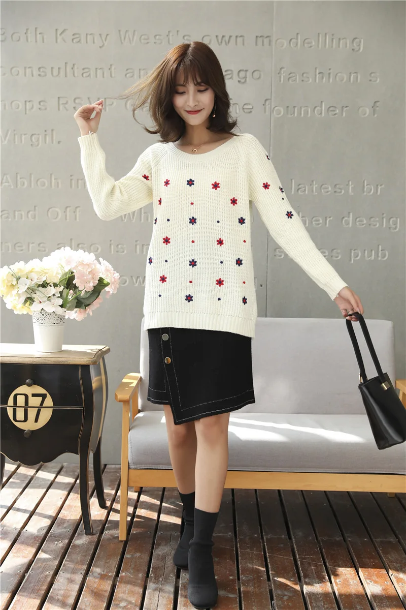 2018 Autumn Sweater Women Embroidery Knitted Winter  (3)