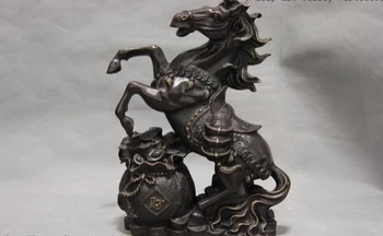 

song voge gem S1131 Chinese Copper Bronze feng shui Wealth yuanbao Money Coin Zodiac Horse Statue
