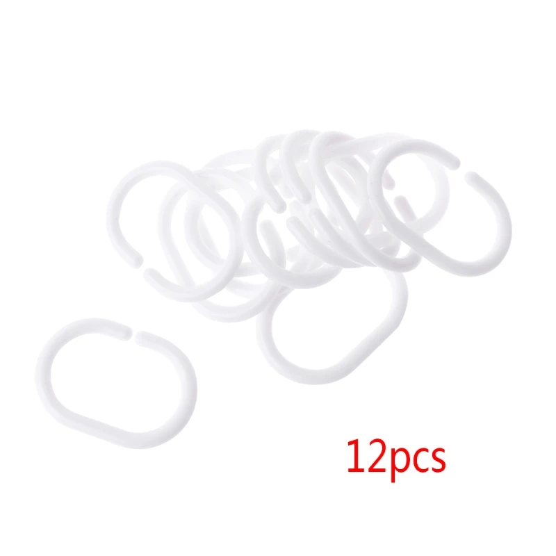 

12Pcs/Pack Plastic Shower Curtain Hook Hanger Rings Bath Drape Loop Clasp Home