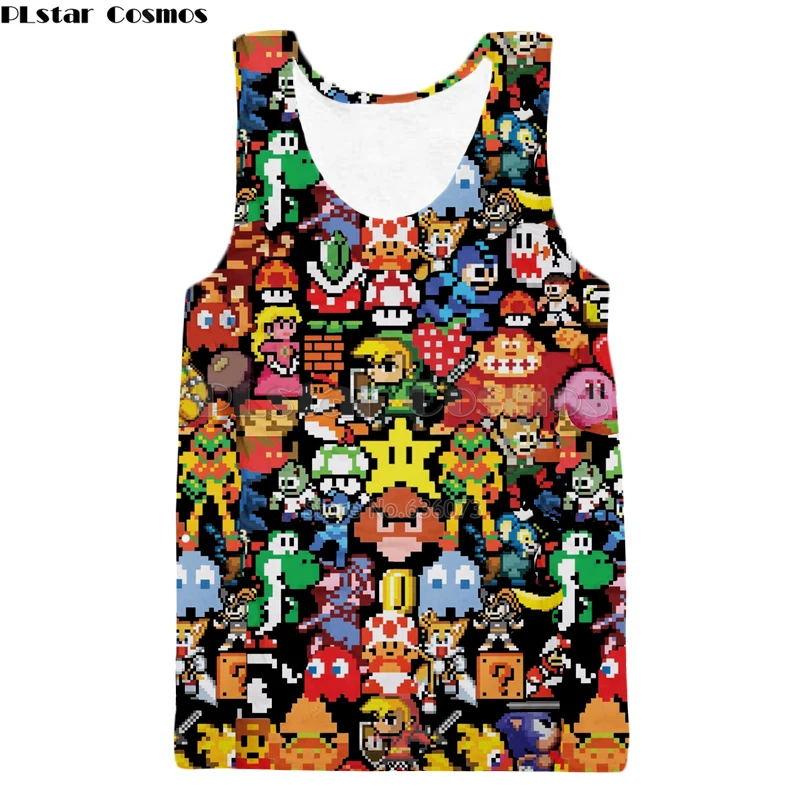 

PLstar Cosmos 2018 summer New Fashion Vest Pikachu Kirby Mario Chocobo arcade style Cartoon 3d Print Women/Men Tank tops YT-127