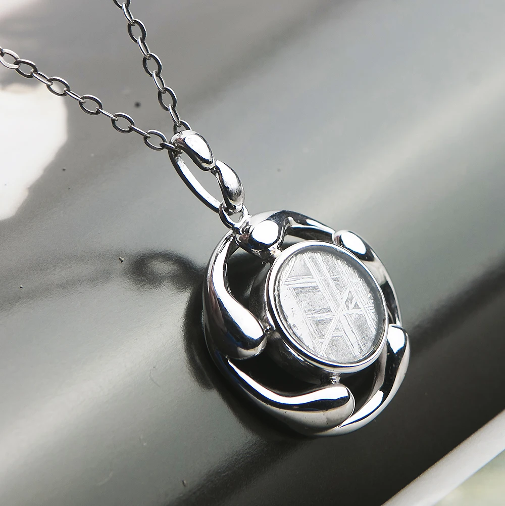 

100% Natural Gibeon Iron Meteorite Pendants Moldavite Silver Beads New Powerful Women Men Necklace 20x5mm AAAAA