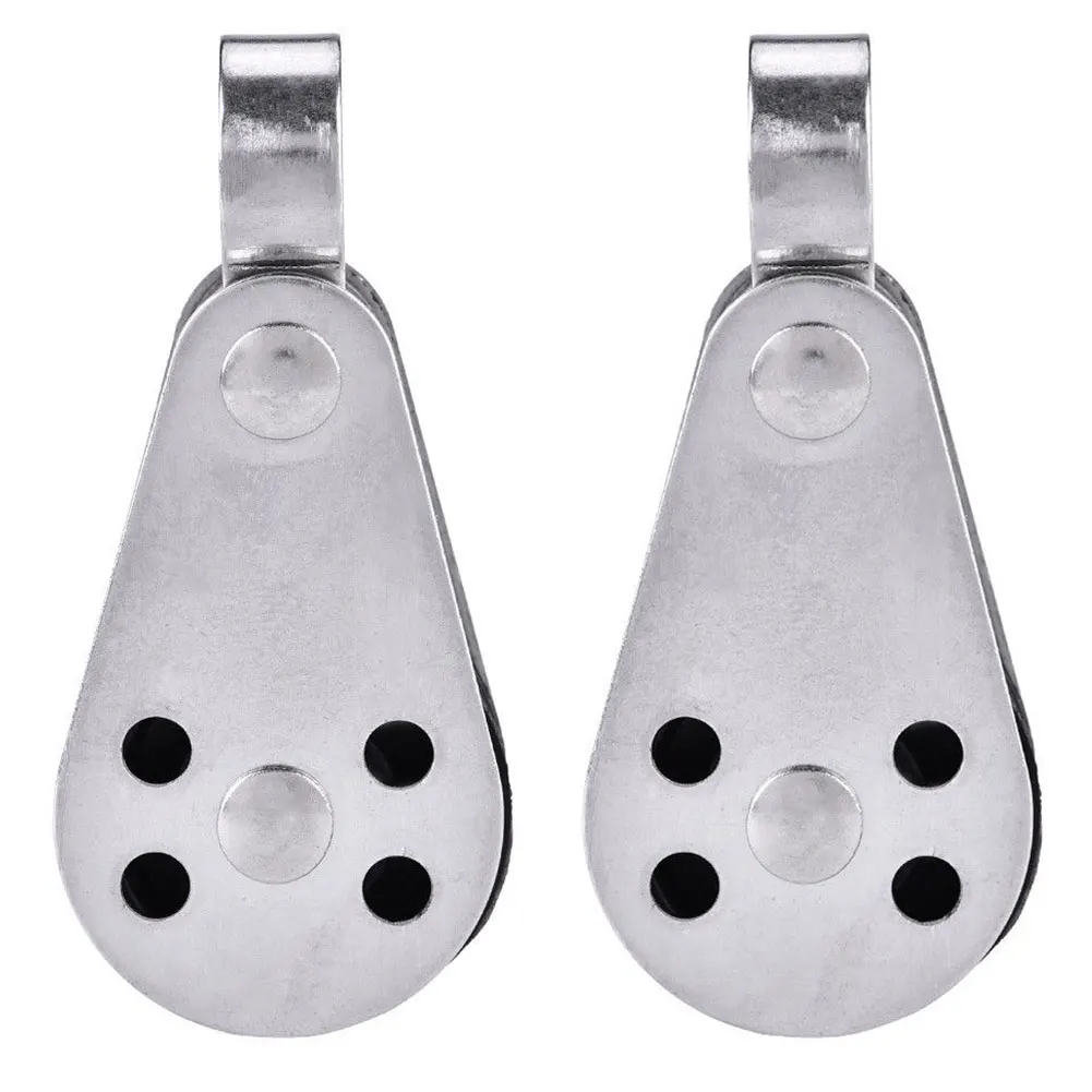 2pcs/set Parts Pulley For Kayak Rowing Marine Canoe Water Sports Stainless Steel Single Block Roller Sheave Boat Sailing Durable
