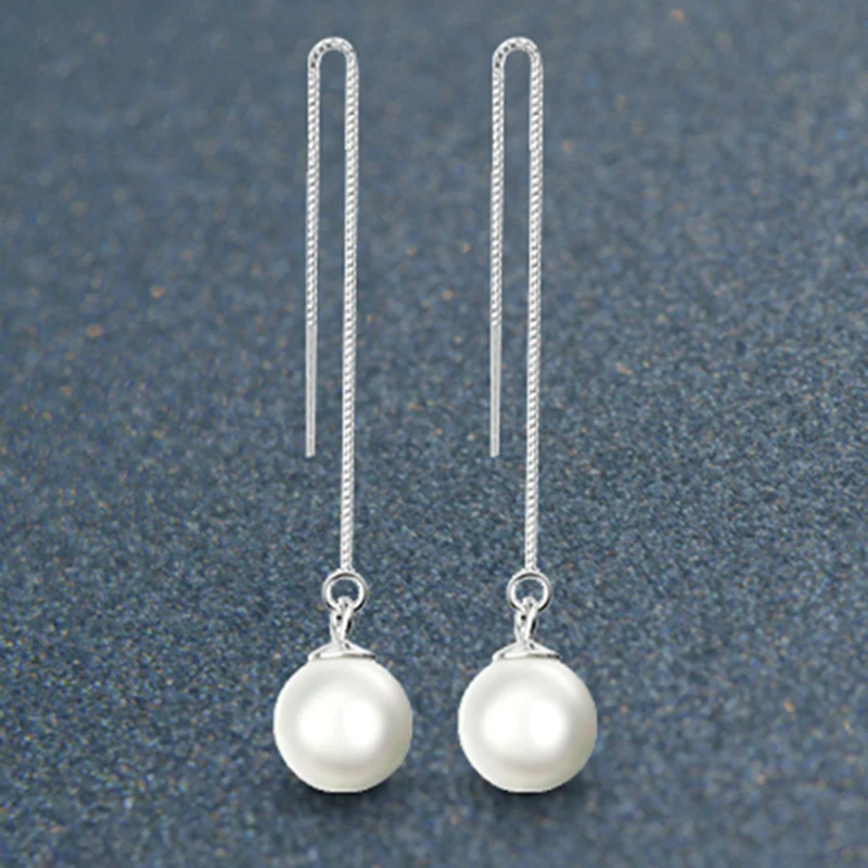 925 Sterling font b Silver b font with Platinum Plated Pearls Tassels font b Drop b