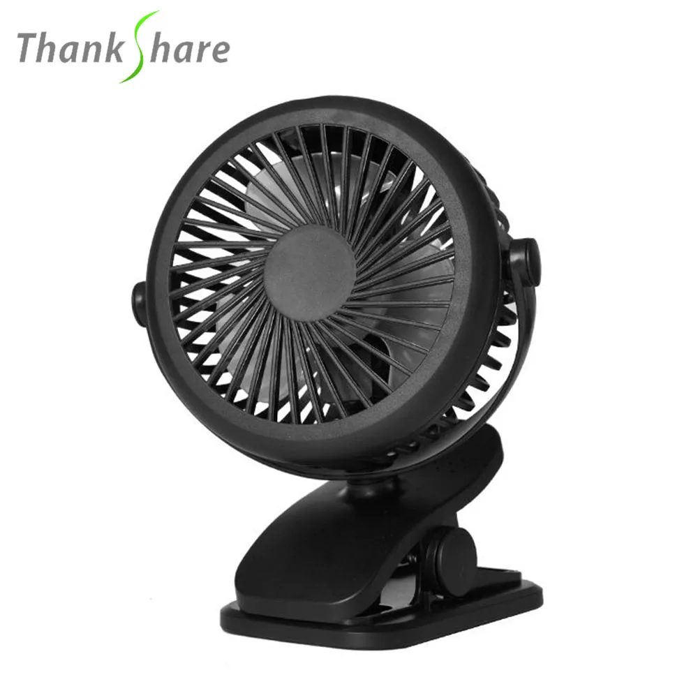 THANKSHARE USB Clip Fan Summer Portable 3 Speed Adjustable Ventilator Mini  Rechargeable 1200mAh Desktop Fan For Baby Carriage - AliExpress