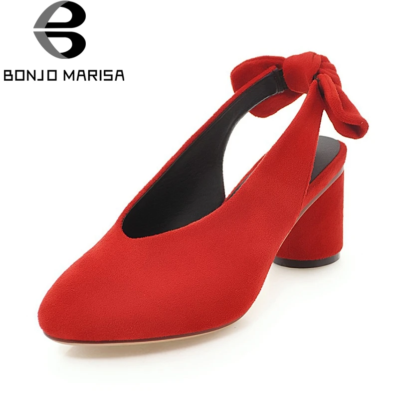 

BONJOMARISA Large Size 33-43 Round Toe Square High Heels Shoes Woman Butterfly Decoration Retro Summer Sandals Women