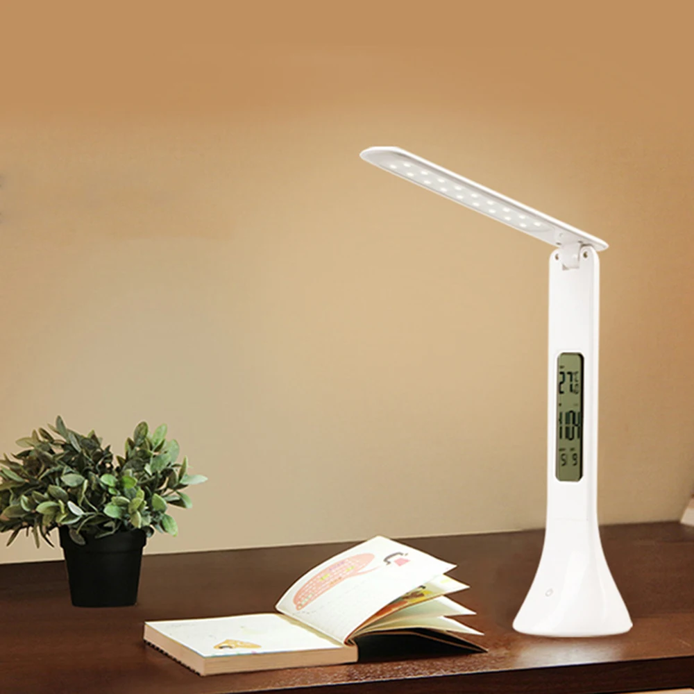 

Touch Switch LED Desk Lamp Children Eye Protection Study Reading Lamp Rechargeable Table Lamp With Alarm Clock Temperature Datet