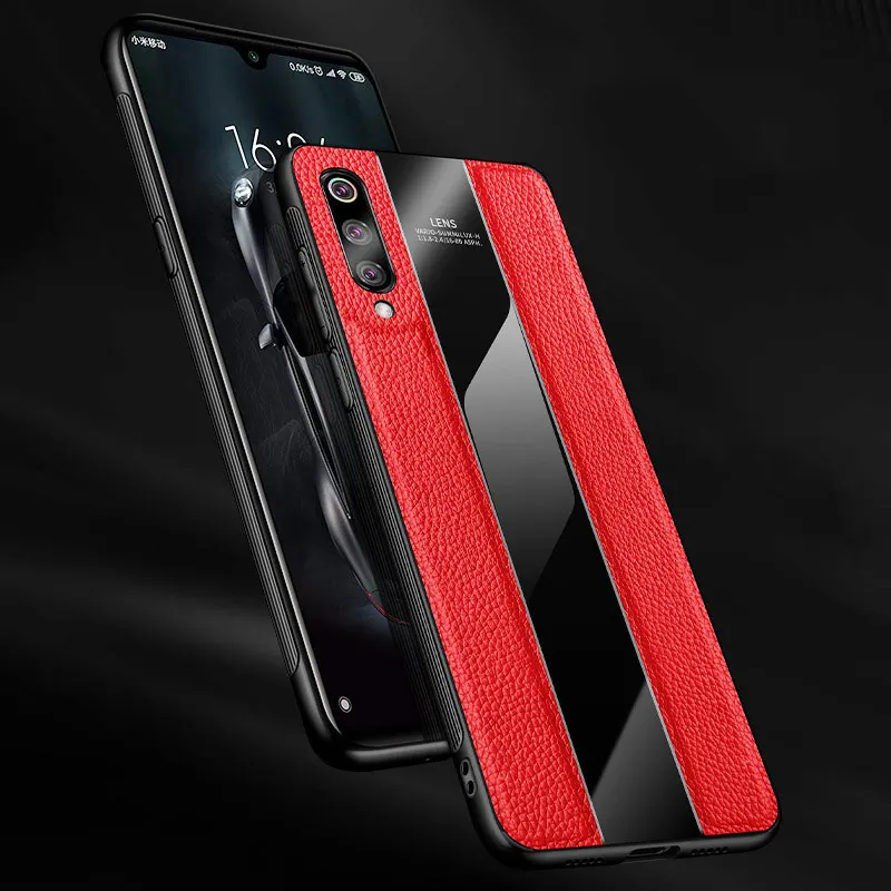 For Xiaomi Mi 9 Case Genuine Leather Phone Bag SE Porsche Design TPU Edge Glass Cover Mi9 |