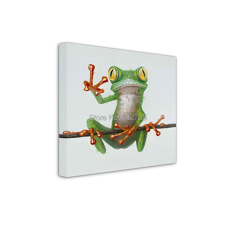 Funny-Frog-Taking-Picture-Pose-Oil-Painting-Canvas-Art-Modern-Cartoon-Animal-Acrylic-Fabric-Art-Wall (2)