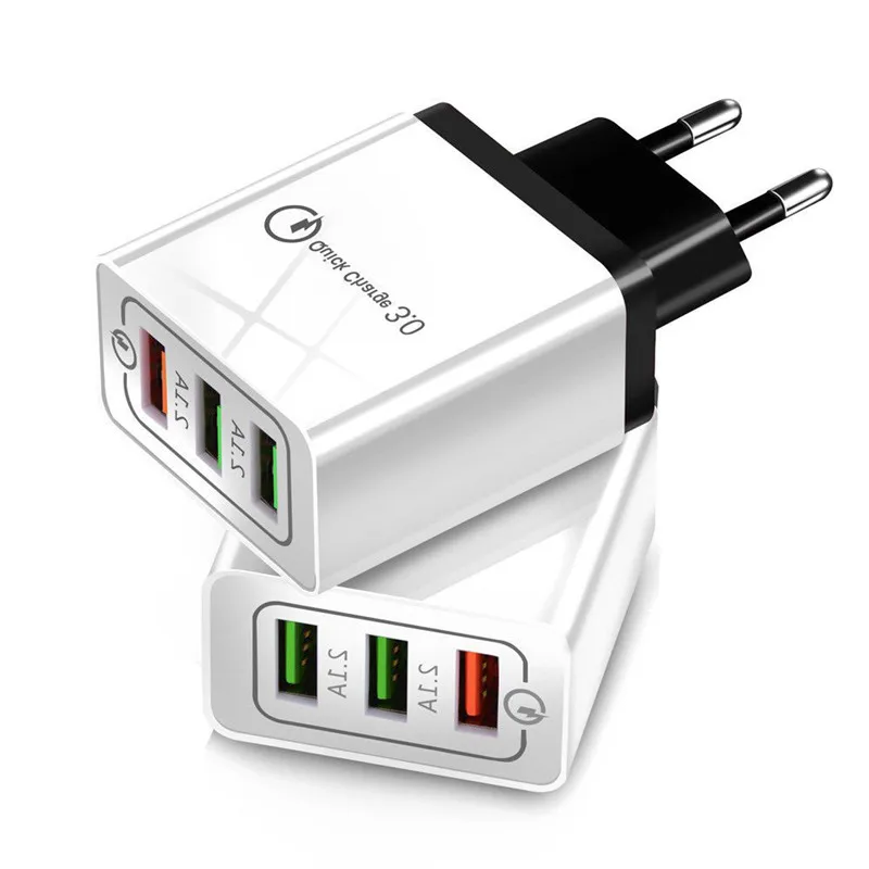 Siancs универсальное быстрое зарядное устройство 3,0 USB для iPhone samsung huawei EU Plug 3 порта USB Мобильный телефон безопасное быстрое зарядное устройство