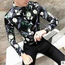 Мужская одежда с принтом рубашки с длинными рукавами Новая Осенняя мужская черно-белая свадебная деловая Вечеринка мужские рубашки для выпускного вечера Размер 3XL