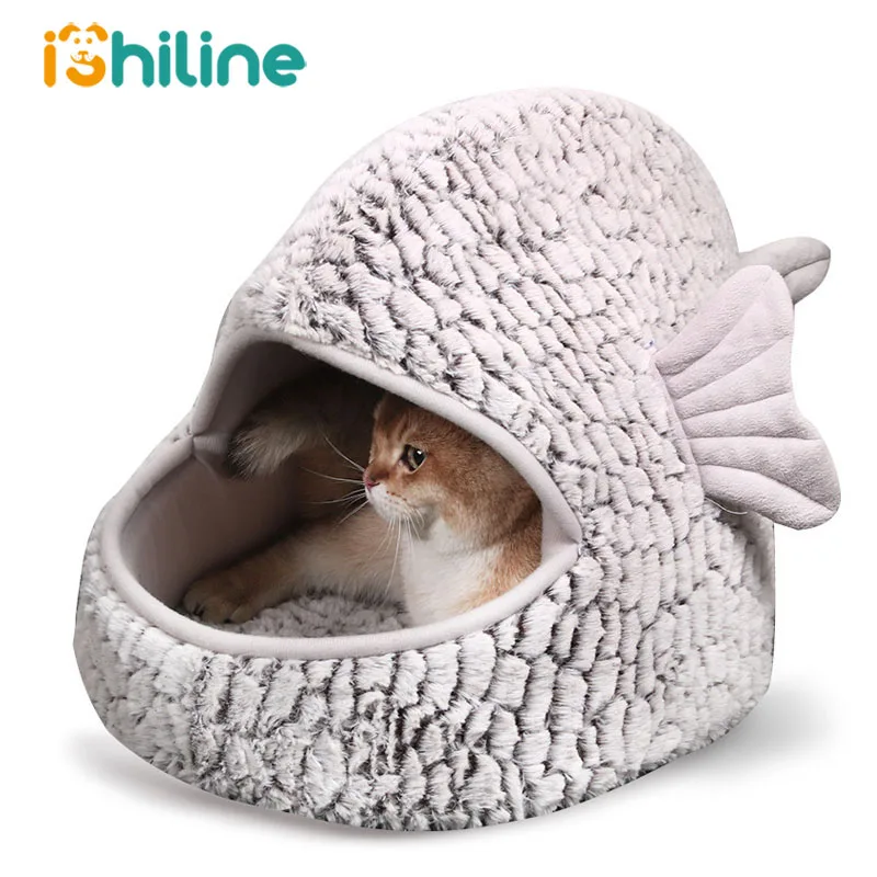 

Fish Shape Cat Bed Pet House Soft Long Plush Cat Mat Dog Bed for Small Dogs Cats Nest Winter Warm Sleeping Bed Puppy Mat