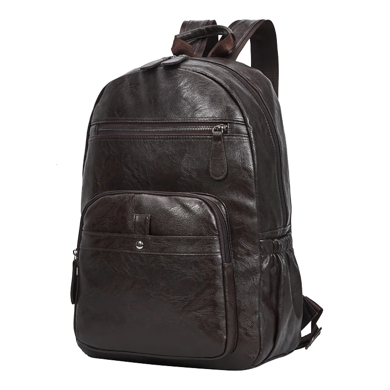 

Dropshipping Preppy Style Leather School Backpack Bag For College Simple Design Men Casual woman Daypacks male New