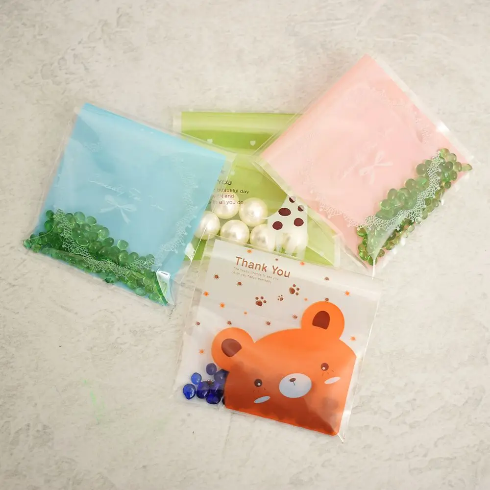 

100pcs/lot Translucent dots Plastic cookie packaging bags cupcake wrapper self adhesive bags Birthday Party Cellophane Bag