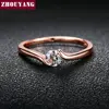 ZHOUYANG anillo de boda para las mujeres conciso 4mm redondo corte Zirconia cúbica de oro Color de rosa de joyería de moda ZYR239 ZYR422 ► Foto 3/6