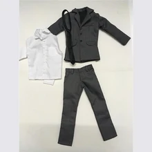 1/6 масштаб мужской серый костюм пальто брюки рубашка галстук модели для 12 ''фигурки тела игрушки подарки аксессуары DIY
