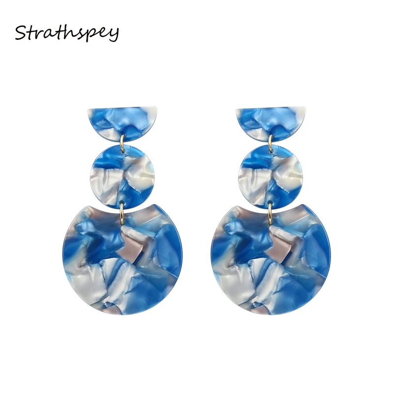 

STRATHSPEY Acrylic Earrings For Women Bohemia Geometric Long Earring Resin Statement Earing Femme Jewelry