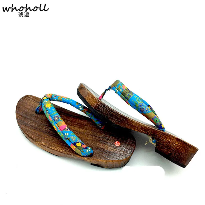 

WHOHOLL Geta Women Summer Sandals for Women Flip-flops Wooden Japanese Clogs Slippers Kimono Home Antiskid Slides Slipper Female