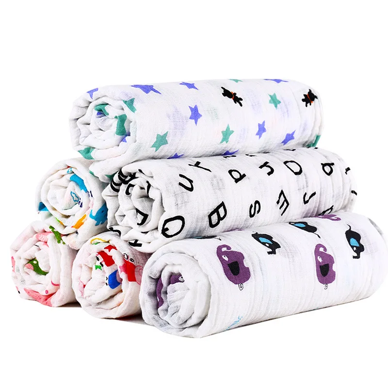 1 шт. муслиновые пеленки для малышей, 100% хлопок, мягкое одеяло для новорожденных, геометрические Дышащие Детские Обертывания, банное