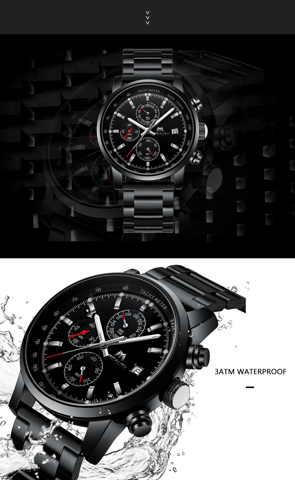 MEGALITH мужские часы лучший бренд класса люкс спортивные кварцевые часы для мужчин водонепроницаемые наручные часы хронограф двойной светодиодный дисплей часы