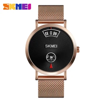 

Skmei 1489 Creative Dial Men Fashion Casual Watches Quartz Luxury Stainless Steel Leather Strap Waterproof Men Wrist Watches New