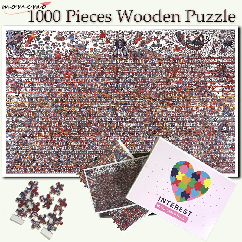 

MOMEMO Cartoon Character Collection Puzzle 1000 Pieces Wooden Adult Jigsaw Puzzle Entertainment Puzzle Game Toy for Children