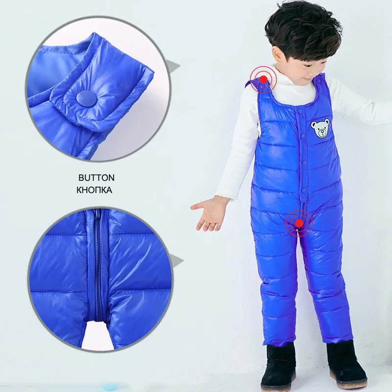 COOTELILI Cotton Winter Overalls Padded Outdoor Romper Pants High Quality Baby Girls Boys Jumpsuit Kids Clothes  90-110cm  (15)