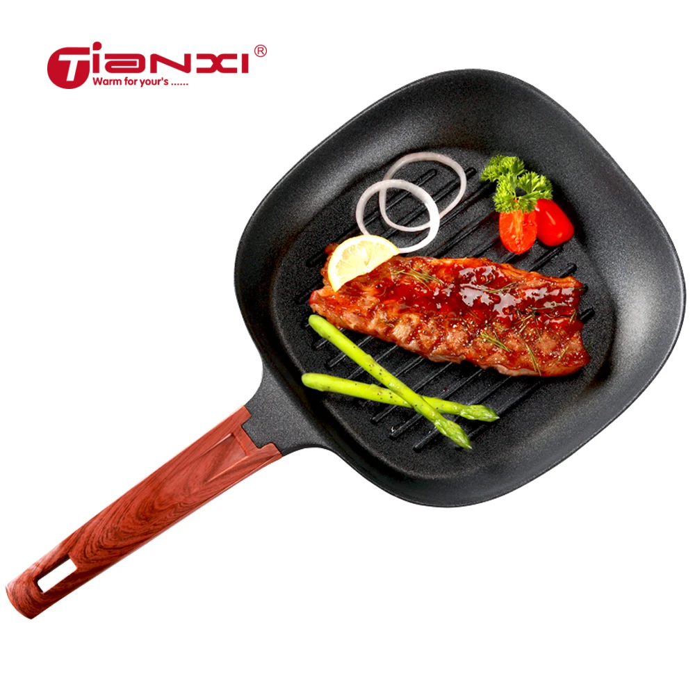 26 cm Pans Non Stick Steak Frying Pan Striped Flat Non Stick Cooker
