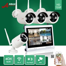 Wireless P2P CCTV 4CH NVR 12 Inch LCD Screen 720P Array IR Waterproof Network WIFI IP Camera Security Surveillance System Kit