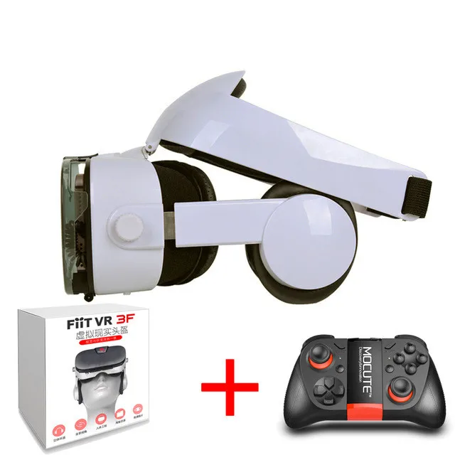 UZQi универсальные 3D очки виртуальной реальности, гарнитура для смартфона, очки Googles, 3 d очки, шлем, картон, виртуальная VR коробка - Цвет: VR and Gamepad