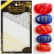 

TSC-154 Cheetsan black white gold letters ewest 3d nail art stickers nail decals export quality gold sticker