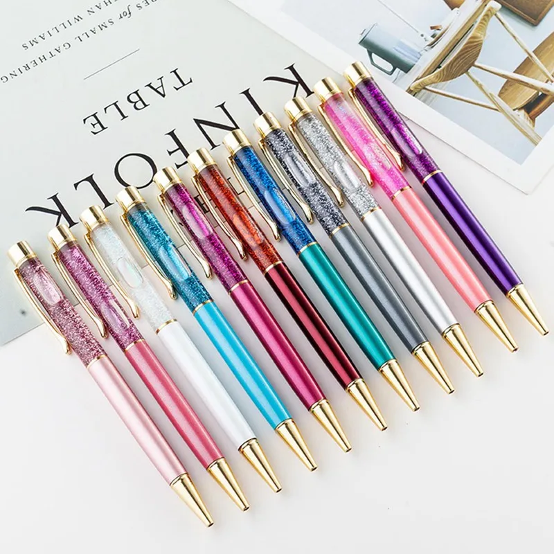 Ballpoint Pen Luxury Gold Foil Metal Copper Flow Oil Pen For Writing Stationery Office & School Pen Ballpen Black Blue