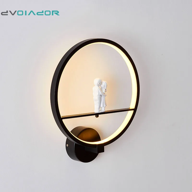 

DVOLADOR Modern Art Lover 19W LED Wall Sconces Lamp Staircase Aisle LED Light Creative Background Cafe Bedside Bedroom Wall Lamp