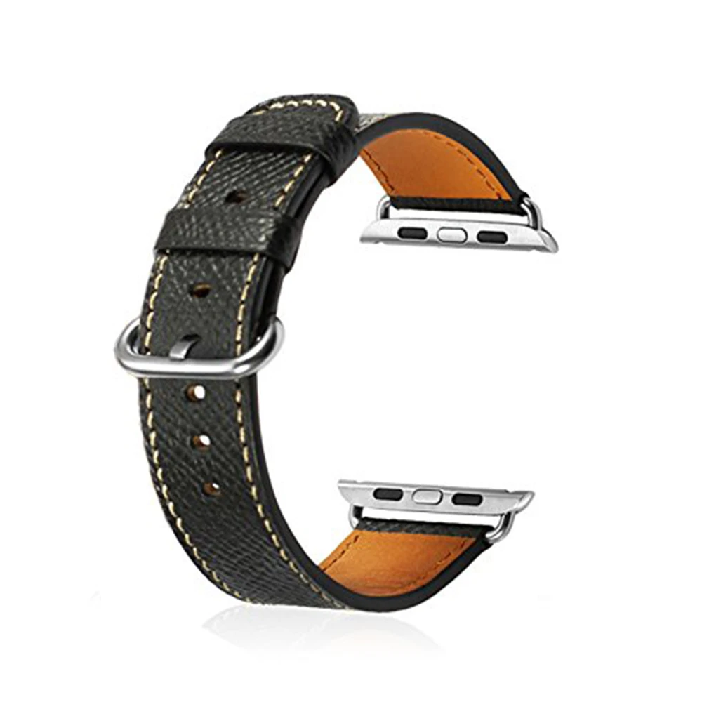 

iStrap Black Durable Watchband For Apple Watch 38mm 42mm 40mm 44mm France Calf Leather Watch Strap For Apple watch 4 3 2 1 Band