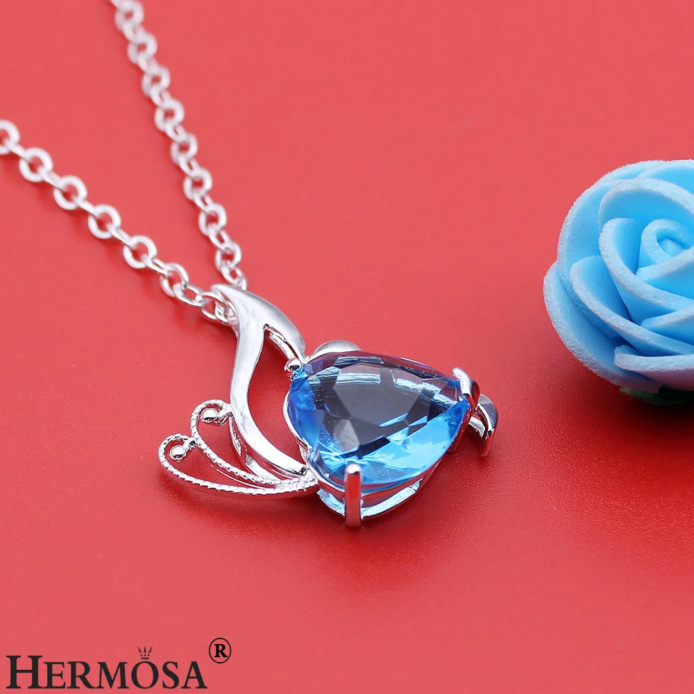 Hermosa Jewelry UNIQUE PRETTY BLUE 925 Sterling Silver Necklace