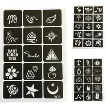 Цветок бабочка мультфильм Аэрограф татуировки Stencil45pcs(15 шт.* 3) Малый трафареты для блестящих татуировок женщина девочки; дети шаблона рисунок