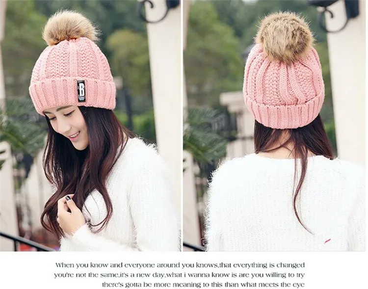 YRRETY уличная двухслойная теплая зимняя шапочка, вязаная женская шапка, мех кроличий мех, шаровая шапка, толстые шляпы для женщин, шапочки