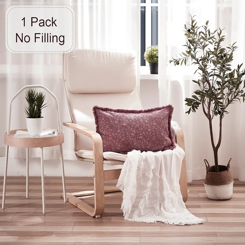 

PHF Waist Pillowcase 30*50 cm American Style Throw Pillow Cover Yarn Dyed Stone Washed Bed Pack of 1 No Filling