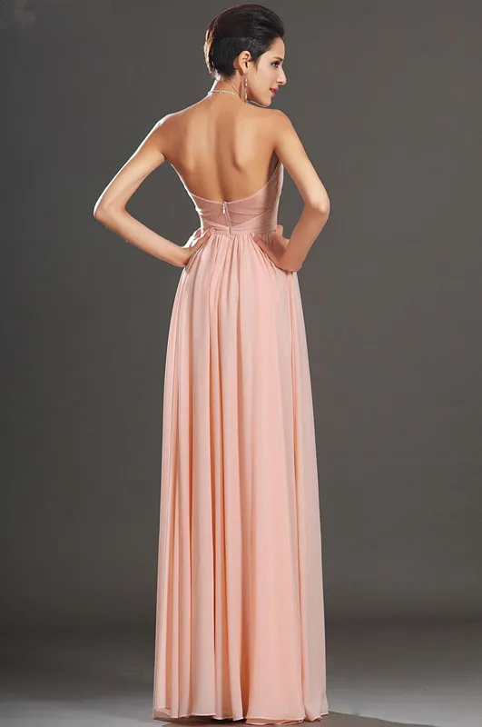 FreeShipping-New-Elegant-Strapless-Pink-Chiffon-Evening-Dress