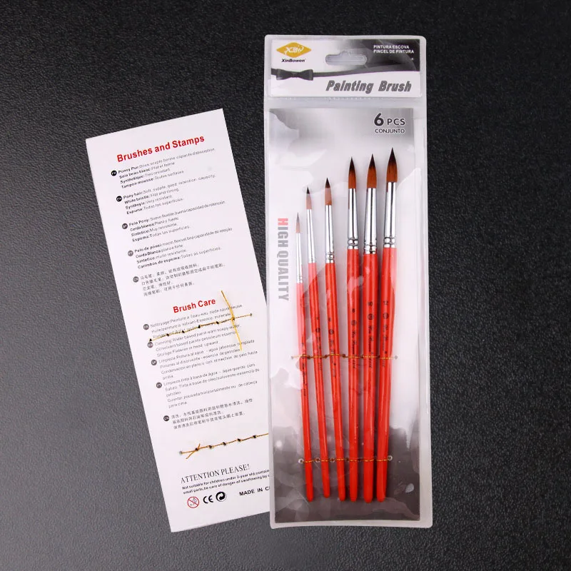 

6Pcs/Lot Artist Professional Acrylic Watercolor Nylon Paint Brushes Round Tip Drawing Hook Line Pen School Office Art Supplies