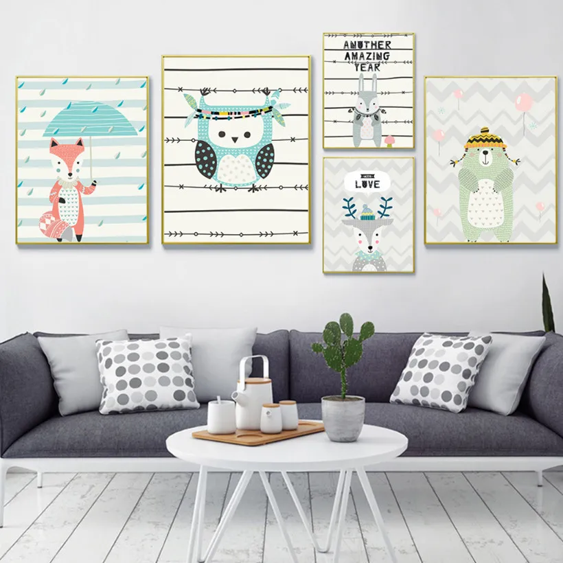 Owls-Wall-Art-Posters-Paintings-on-Canvas-Nordic-Print-Bear-Fox-Deer-Wall-Pictures-for-Living