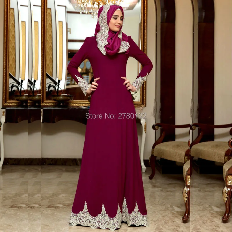 2020 Manches Longues Fuchsia Blanc Dentelle Appliques Hijab Robes De Soiree Arabe Robe De Soiree Islamique Robe De Soiree Robe De Soiree Aliexpress