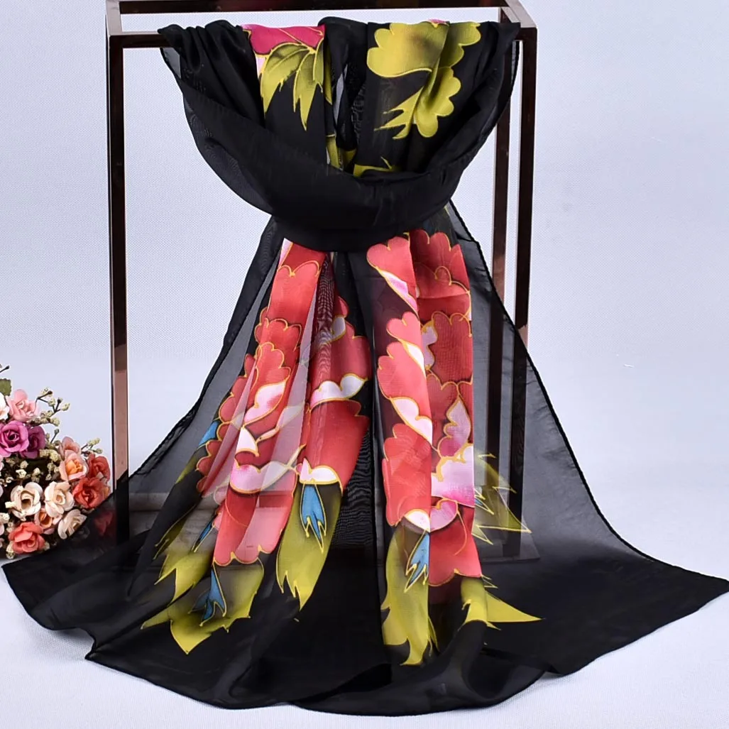 

Newest Fashion Women Shawls Lotus Printing Long Soft Wrap Scarf Ladies Shawl Soft Scarves Fantastic Neckerchief Wraps