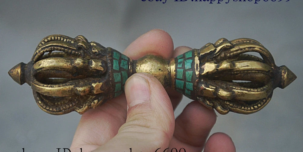 4 &quotСтарый тибетский буддизм Бронзовая бирюза пестик Ваджра Дордже Vajra phurpa