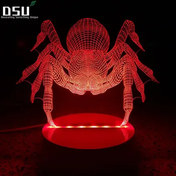

3D Spider Animal Night Light Remote Switch Table Desk Optical Illusion Lamps 7 Color Changing LED Love Brithday Children Kids