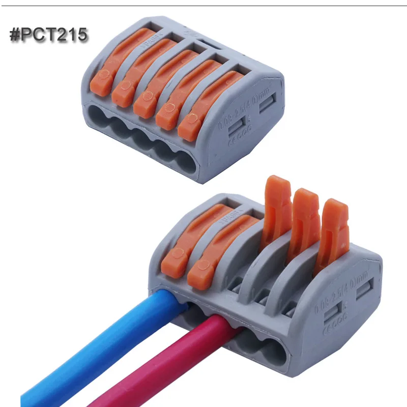 Mini Fast Wire Connectors Universal Compact Wiring Connector Push-in Terminal Block Splice Terminal Cable Splitter 5