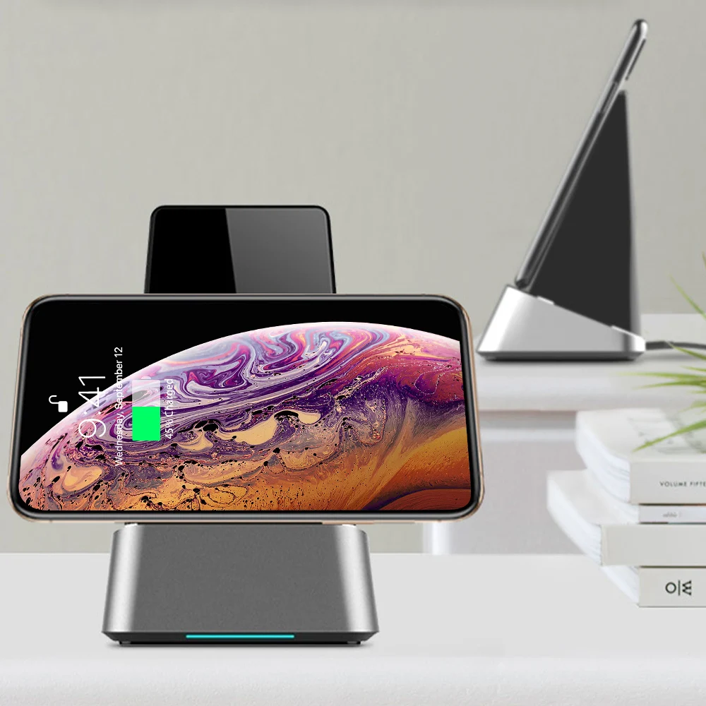 Беспроводное зарядное устройство Ascromy 15 Вт Qi для iPhone XS Max X 8 Plus Xiaomi Mi 9 Samsung s10 +