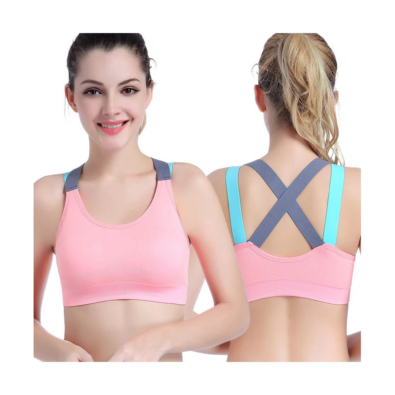 Professional Cross Strap Back Sports Bra Women Quick Dry Padded